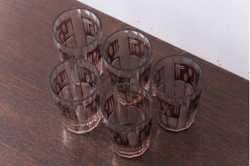 アンティーク雑貨　アンティーク　昭和初期　切子コップ　5個セット(ガラス・氷コップ)