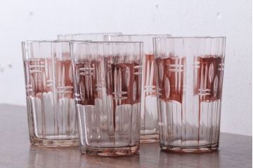 アンティーク雑貨　アンティーク　昭和初期　切子コップ　5個セット(ガラス・氷コップ)