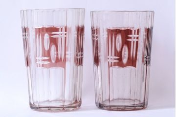 アンティーク雑貨　アンティーク　昭和初期　切子コップ　5個セット(ガラス・氷コップ)