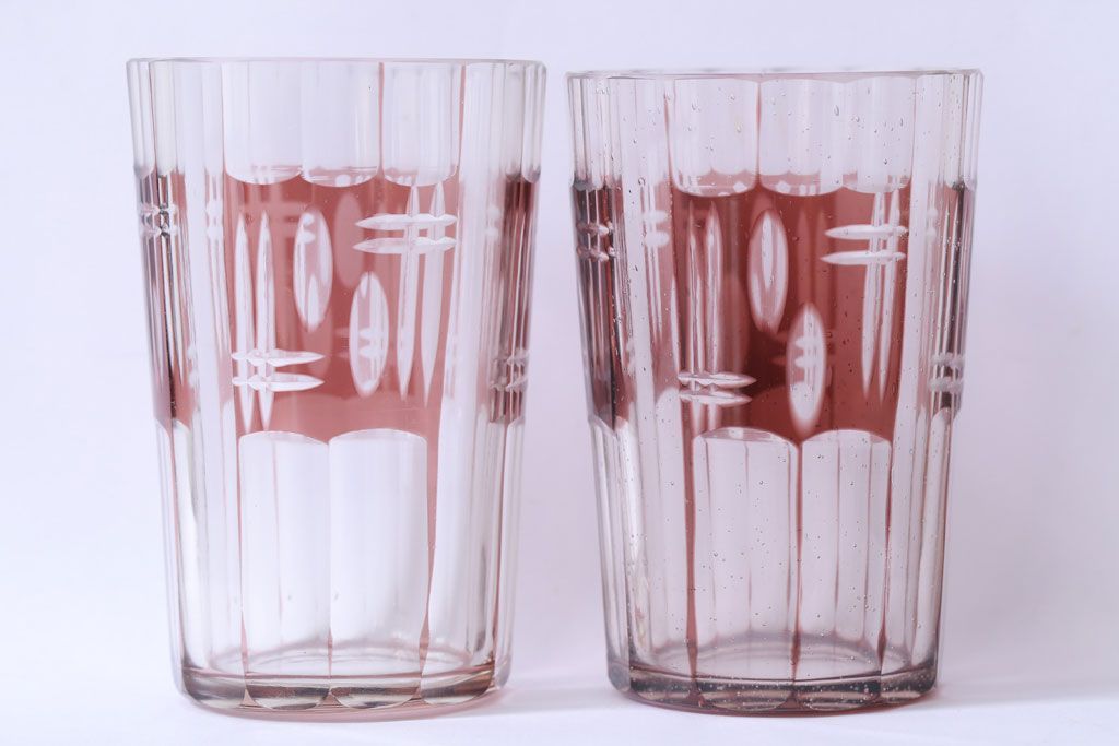 アンティーク雑貨　アンティーク　昭和初期　切子コップ　5個セット(ガラス・氷コップ)