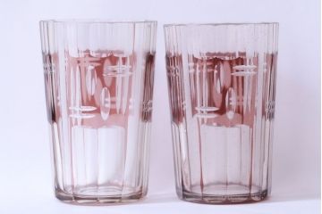 アンティーク雑貨　アンティーク　昭和初期　切子コップ　5個セット(ガラス・氷コップ)