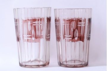 アンティーク雑貨　アンティーク　昭和初期　切子コップ　5個セット(ガラス・氷コップ)