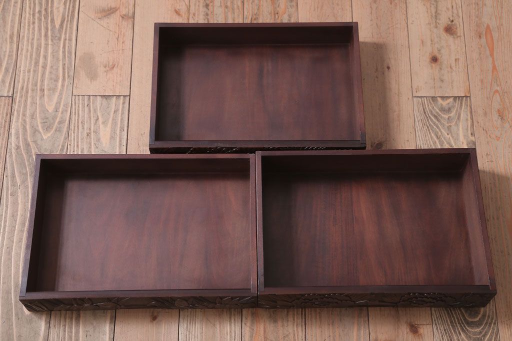 中古　日光彫　高級!手彫りの小引き出し