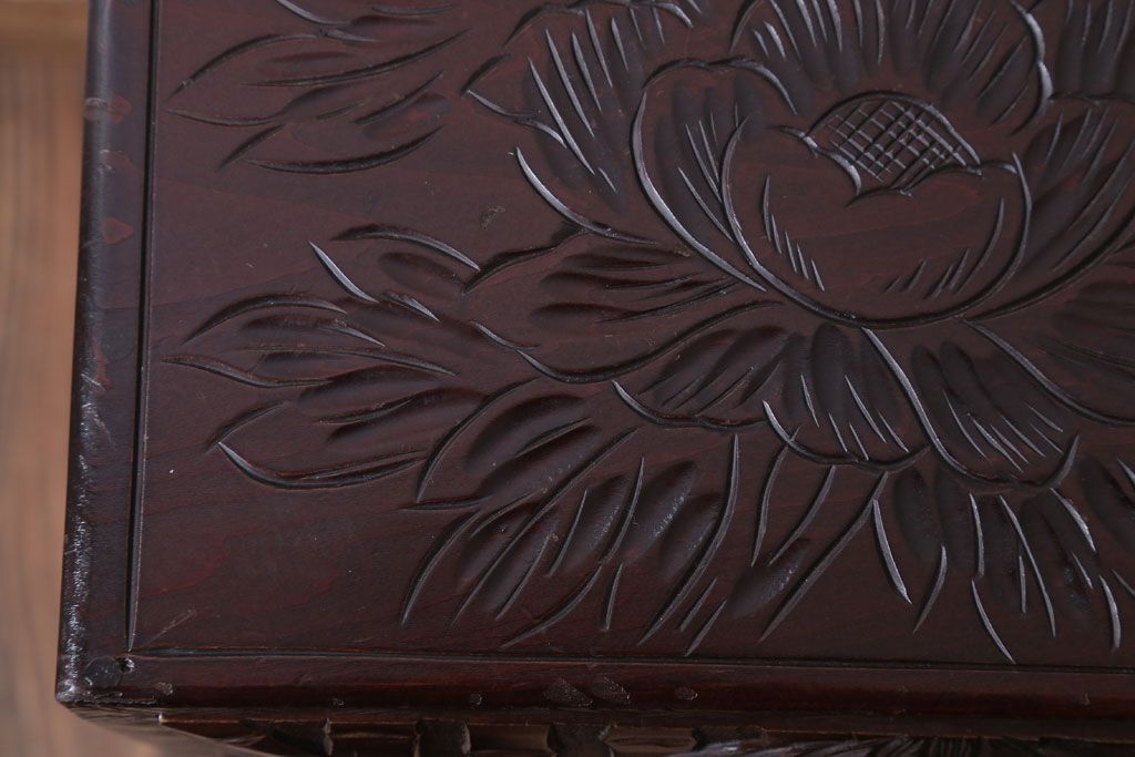 中古　日光彫　高級!手彫りの小引き出し