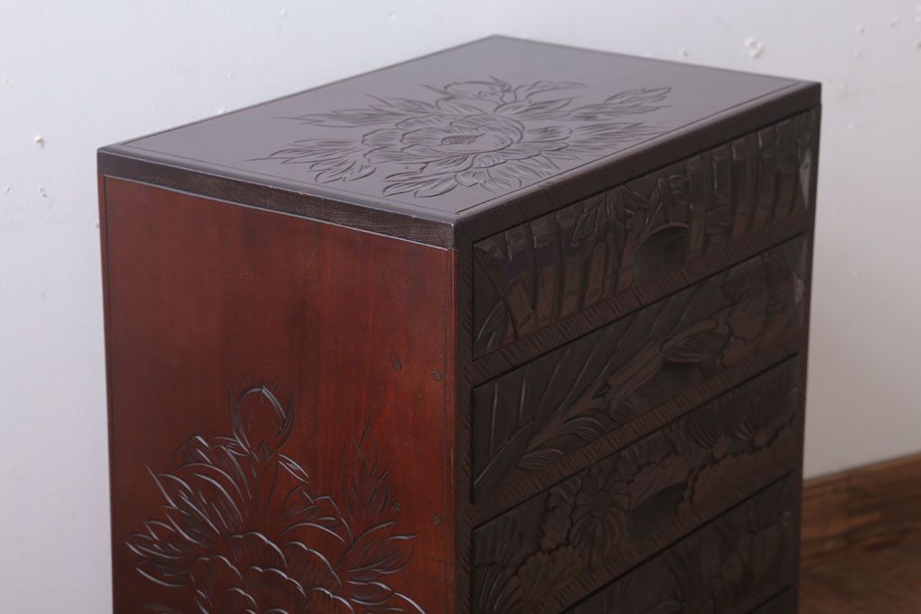 中古　日光彫　高級!手彫りの小引き出し