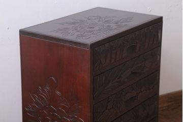 中古　日光彫　高級!手彫りの小引き出し