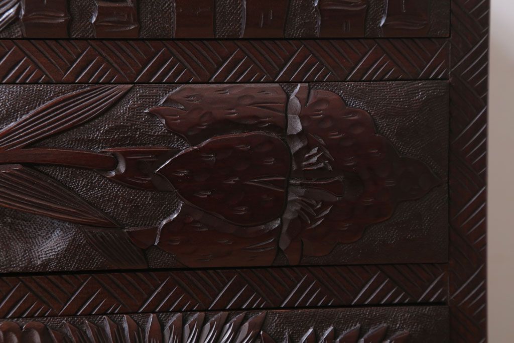 中古　日光彫　高級!手彫りの小引き出し