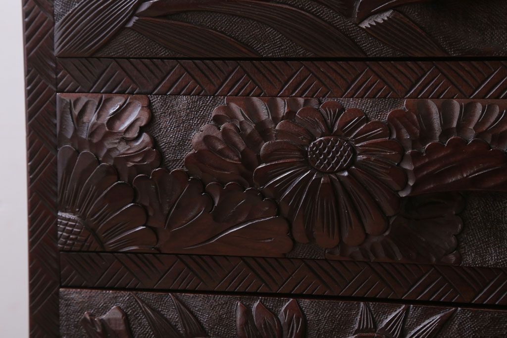 中古　日光彫　高級!手彫りの小引き出し