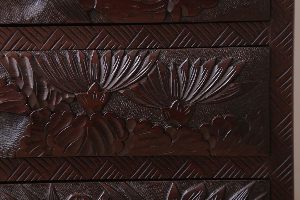 中古　日光彫　高級!手彫りの小引き出し