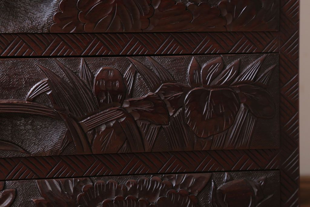 中古　日光彫　高級!手彫りの小引き出し