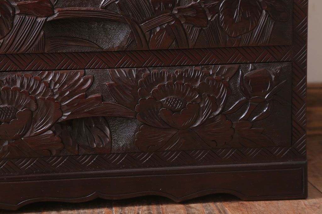中古　日光彫　高級!手彫りの小引き出し