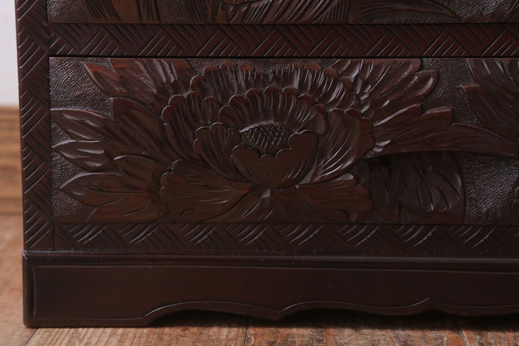 中古　日光彫　高級!手彫りの小引き出し