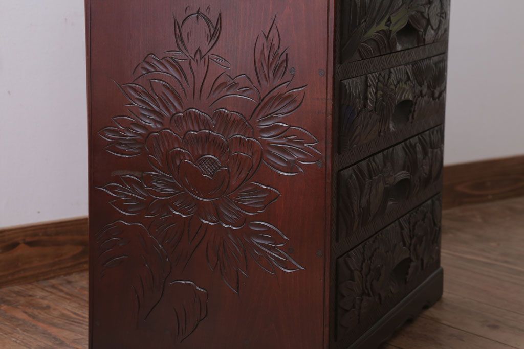 中古　日光彫　高級!手彫りの小引き出し