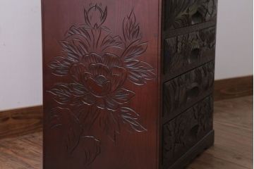中古　日光彫　高級!手彫りの小引き出し