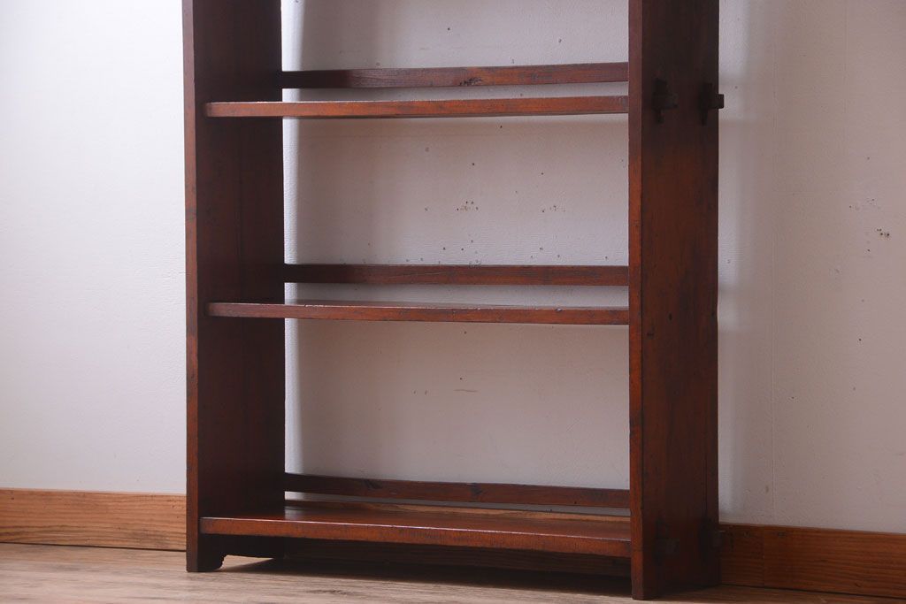 アンティーク家具　和製アンティーク　シンプルな古い木製の本棚(ブックシェルフ・飾り棚)