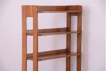 レトロ家具　和製アンティーク　レトロでシンプルな古い木製本棚(ブックシェルフ・飾り棚)