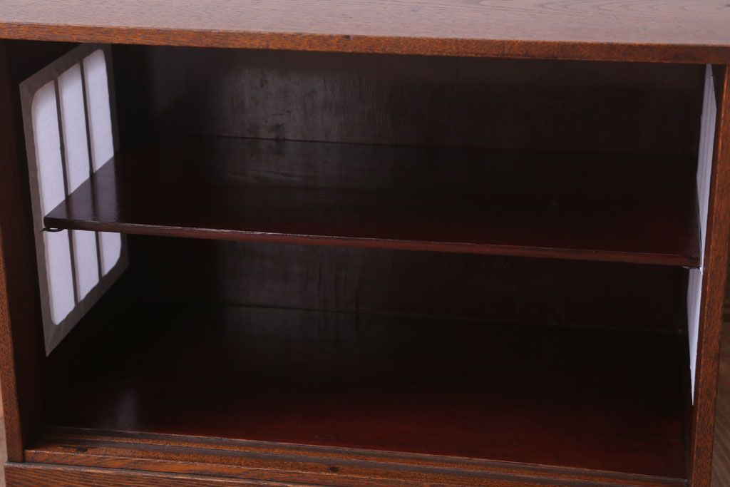 アンティーク家具　和製アンティーク　障子戸!古い木の小ぶりな戸棚