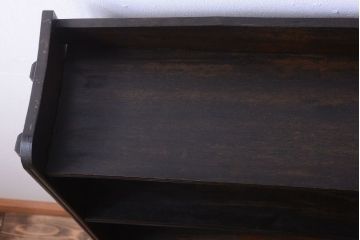 アンティーク家具　和製アンティーク　シンプルな古い木製の本棚(ブックシェルフ・飾り棚)(2)