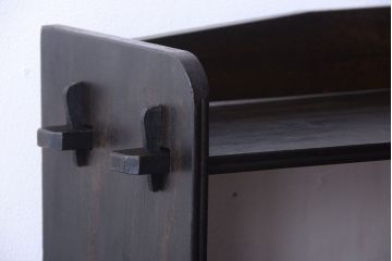 アンティーク家具　和製アンティーク　シンプルな古い木製の本棚(ブックシェルフ・飾り棚)(2)