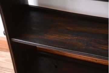 アンティーク家具　和製アンティーク　シンプルな古い木製の本棚(ブックシェルフ・飾り棚)(2)