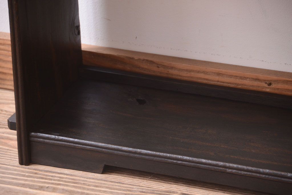 アンティーク家具　和製アンティーク　シンプルな古い木製の本棚(ブックシェルフ・飾り棚)(2)