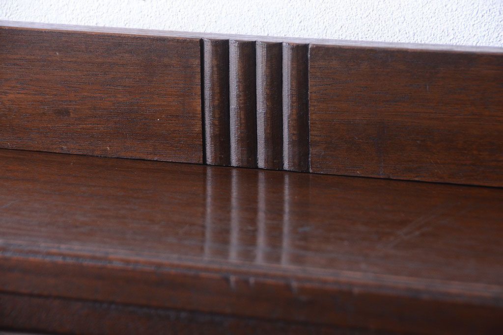 アンティーク家具　和製アンティーク　シンプルな古い木製の本棚(ブックシェルフ・飾り棚)(3)