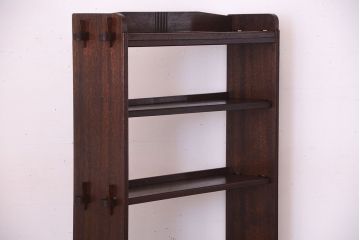 アンティーク家具　和製アンティーク　シンプルな古い木製の本棚(ブックシェルフ・飾り棚)(3)
