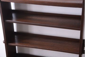 アンティーク家具　和製アンティーク　シンプルな古い木製の本棚(ブックシェルフ・飾り棚)(3)