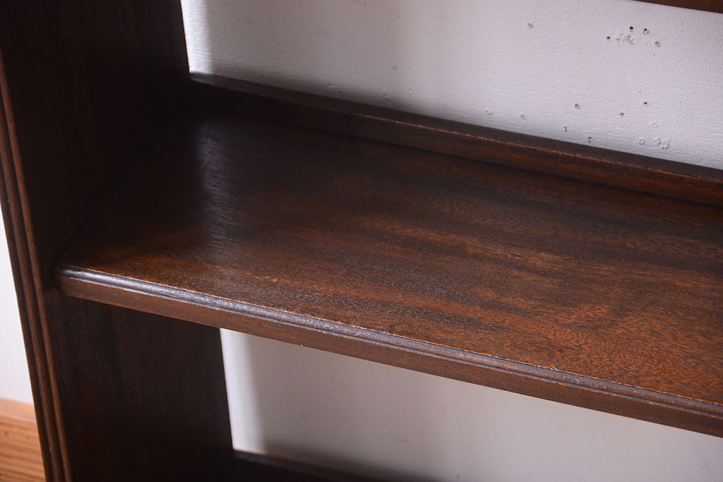 アンティーク家具　和製アンティーク　シンプルな古い木製の本棚(ブックシェルフ・飾り棚)(3)