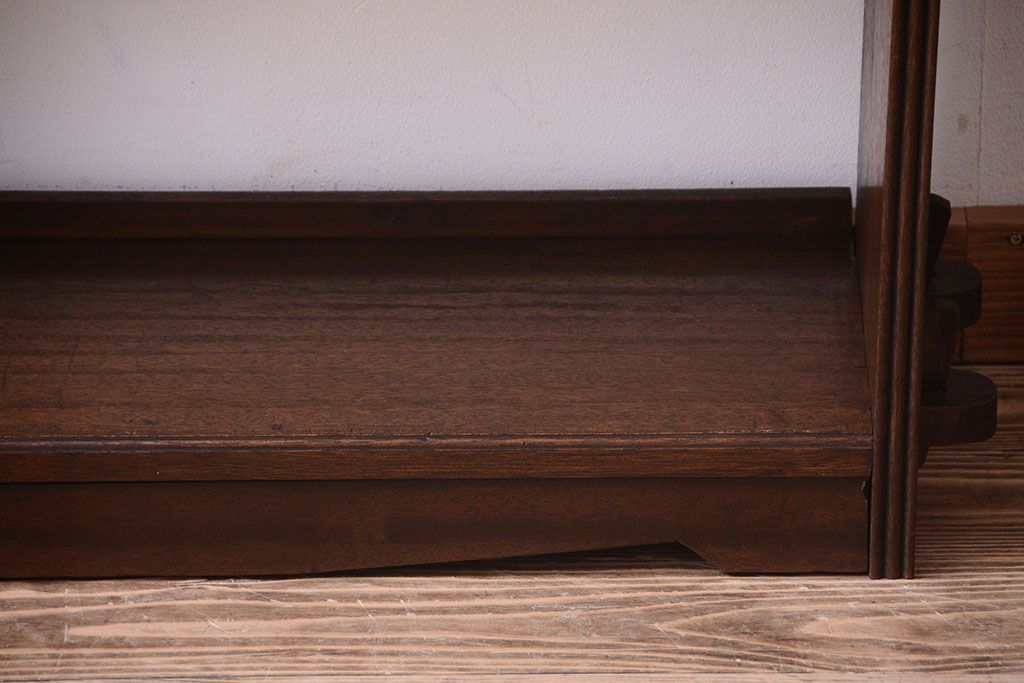 アンティーク家具　和製アンティーク　シンプルな古い木製の本棚(ブックシェルフ・飾り棚)(3)