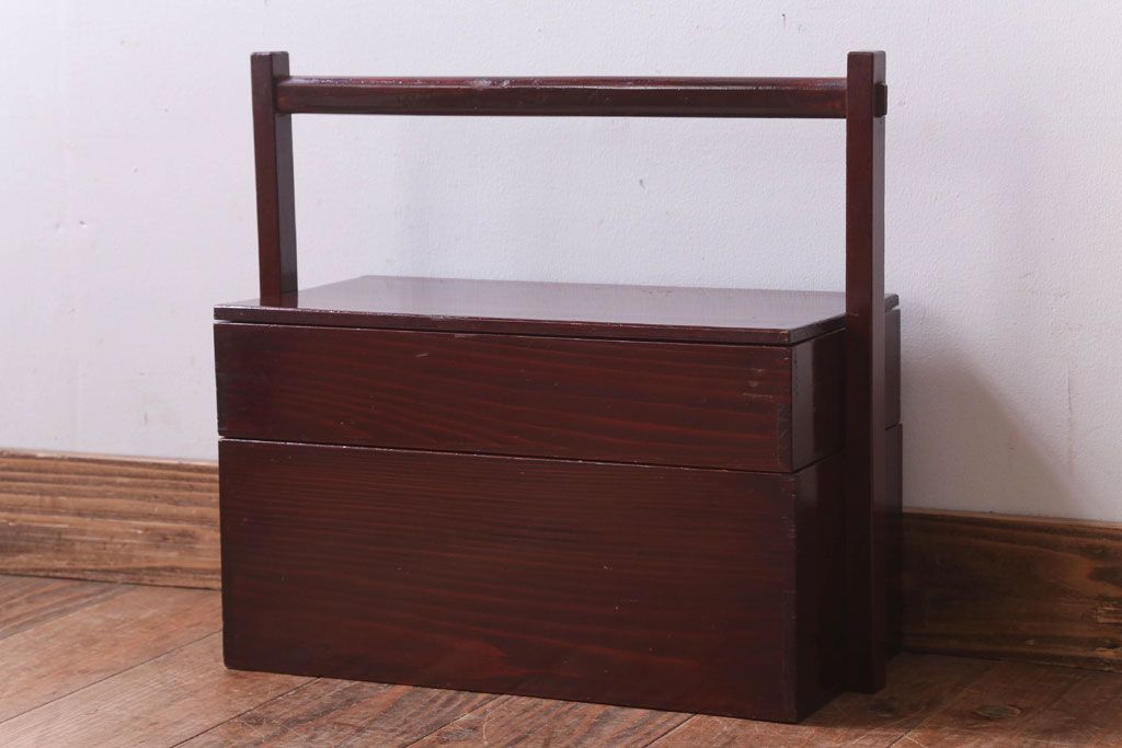 アンティーク雑貨　古民具・骨董　大正　漆塗りの古い岡持ち