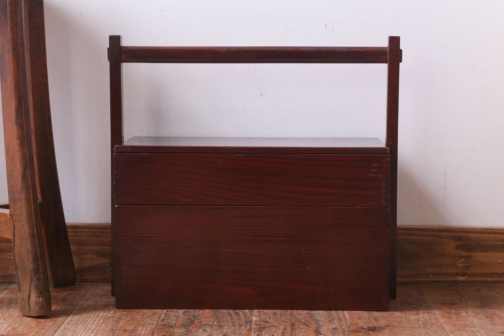 アンティーク雑貨　古民具・骨董　大正　漆塗りの古い岡持ち