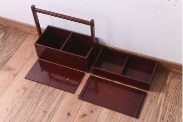 アンティーク雑貨　古民具・骨董　大正　漆塗りの古い岡持ち