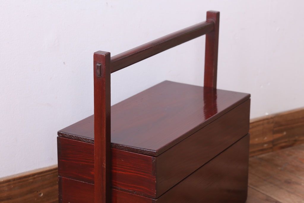 アンティーク雑貨　古民具・骨董　大正　漆塗りの古い岡持ち