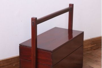 アンティーク雑貨　古民具・骨董　大正　漆塗りの古い岡持ち