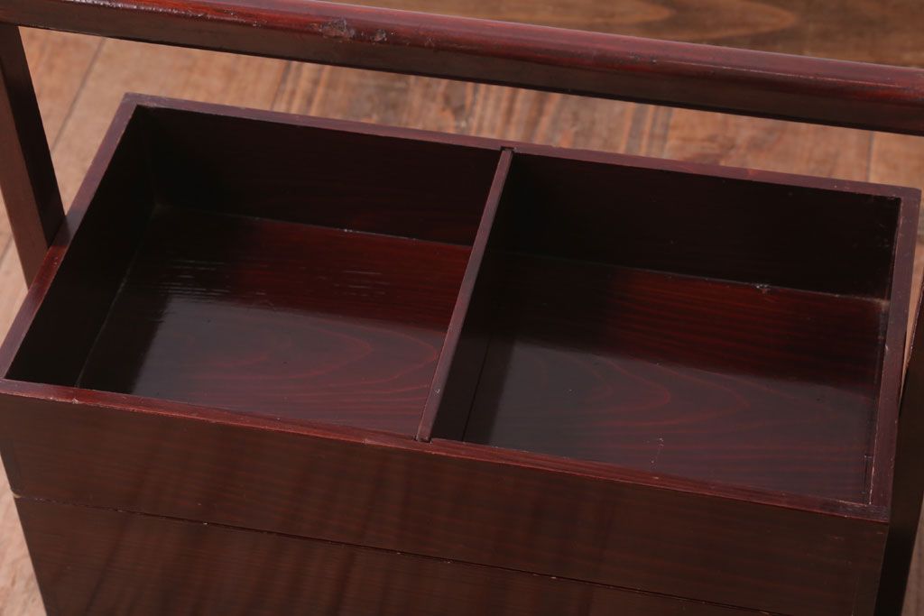 アンティーク雑貨　古民具・骨董　大正　漆塗りの古い岡持ち