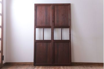 アンティーク　古い木製の折れ戸(折りたたみドア・フォールディングドア)(1)