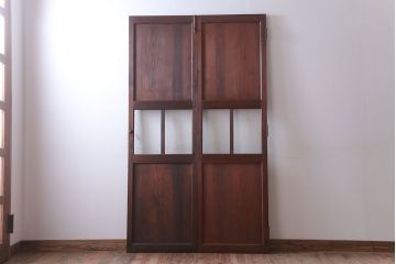 アンティーク　古い木製の折れ戸(折りたたみドア・フォールディングドア)(1)