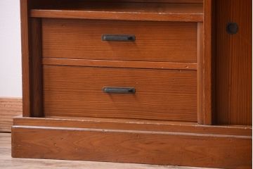 レトロ家具　昭和レトロ　古い木製のシンプルな飾り棚(茶棚)