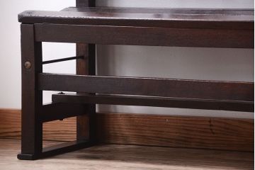 アンティーク家具　大正ロマン　シンプルなアンティークの特大ベンチ(2)