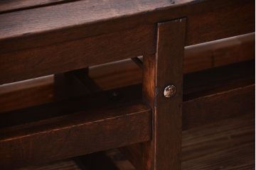 アンティーク家具　大正ロマン　シンプルなアンティークの特大ベンチ(2)