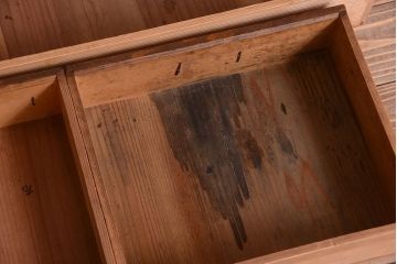 アンティーク家具　古民具・骨董　明治期　アンティーク二段重ね帳場箪笥(水屋箪笥)