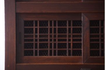 アンティーク家具　古民具・骨董　明治期　アンティーク二段重ね帳場箪笥(水屋箪笥)