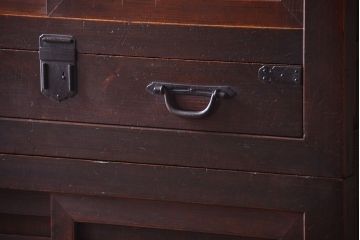 アンティーク家具　古民具・骨董　明治期　アンティーク二段重ね帳場箪笥(水屋箪笥)