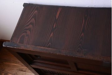 アンティーク家具　古民具・骨董　明治期　アンティーク二段重ね帳場箪笥(水屋箪笥)