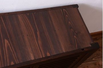 アンティーク家具　古民具・骨董　明治期　アンティーク二段重ね帳場箪笥(水屋箪笥)