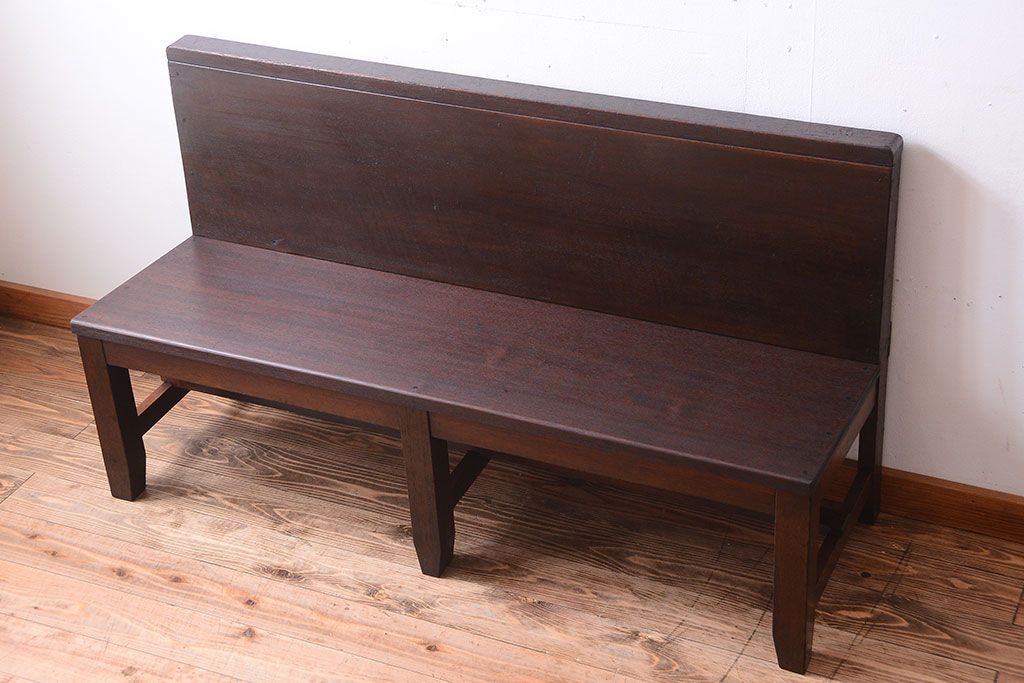 レトロ家具　昭和レトロ　シンプルなアンティークのベンチ(2)