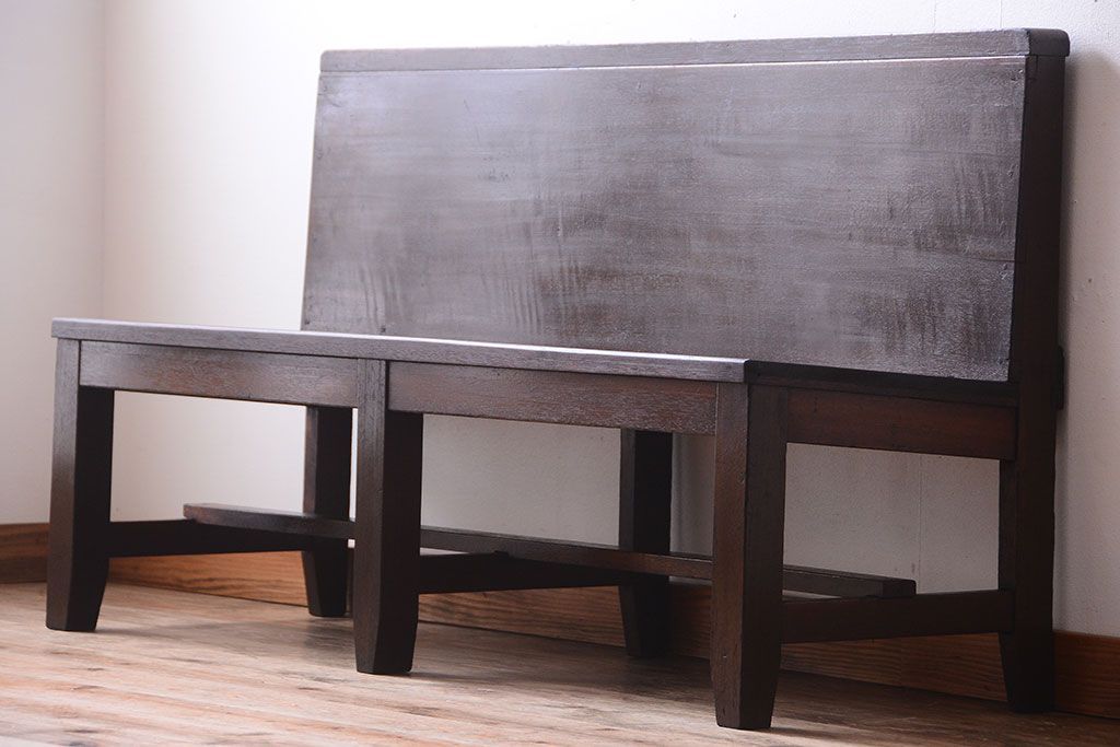 レトロ家具　昭和レトロ　シンプルなアンティークのベンチ(2)