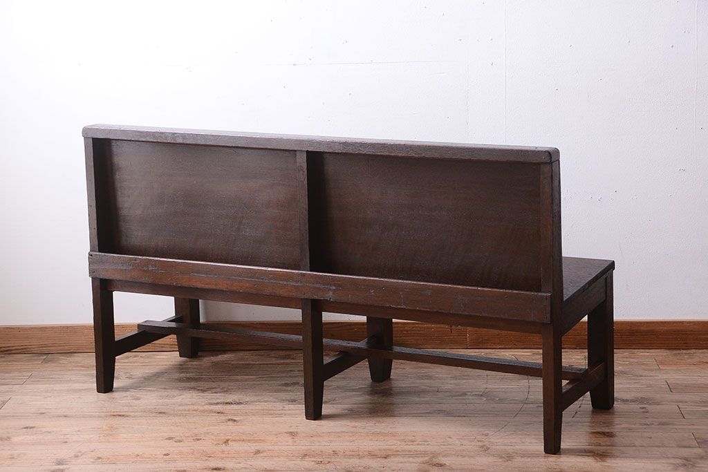 レトロ家具　昭和レトロ　シンプルなアンティークのベンチ(2)