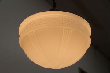 ジャンク品　大正ロマン!お洒落な陽刻ガラス天井照明